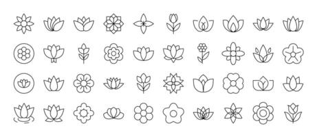 Beautiful Flowers Icon Set for UI, Placards, Books, Apps. Editable Stroke. Suitable for Web Sites, Books, Cards, Apps vector