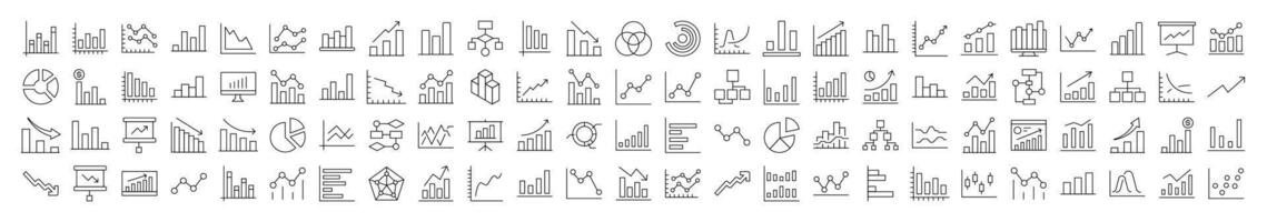 Progress Bar, Diagram, Statistics Line Icon Set. Editable Stroke. Minimalistic Linear Pictogram for Design of Cards, Apps, Banners, Posts vector