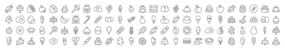 Pack of Food Related Line Icons. Editable Stroke for Design, Web Sites, Apps, Cards. Contains Linear Images of Eggs vector
