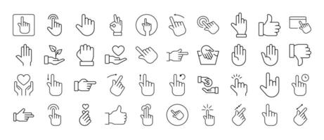 Gesture, Hand, Cursor Outline Web Line Icons Collection. Editable Stroke. Minimalistic Linear Pictogram for Design of Cards, Apps, Banners, Posts vector