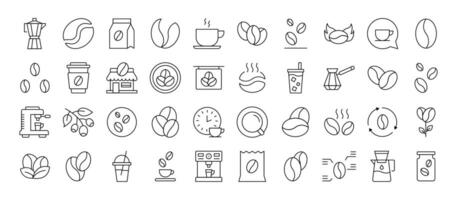 Bundle of Line Icons of Coffee. Editable Stroke. Minimalistic Linear Pictogram for Design of Cards, Apps, Banners, Posts vector