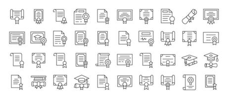 Award, Diploma, Certificate Related Icon Set. Editable Stroke. Suitable for Web Sites, Books, Cards, Apps vector