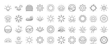 Simple Linear Icon of Sun. Editable Stroke. Minimalistic Linear Pictogram for Design of Cards, Apps, Banners, Posts vector