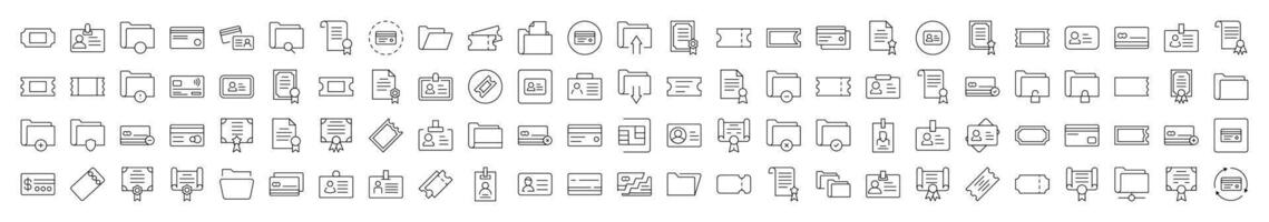 Documents Icon Bundle. Contains Icons of Documents, Cards, Awards, Folders, Badges that Can Be Used for Design of Cards, Posts, Apps, Web Sites vector