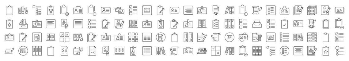 Paper Job Line Icon Set. Modern Collection for Design, Web Sites, Apps, Cards. Contains Linear Images of Documents, Office, Work vector
