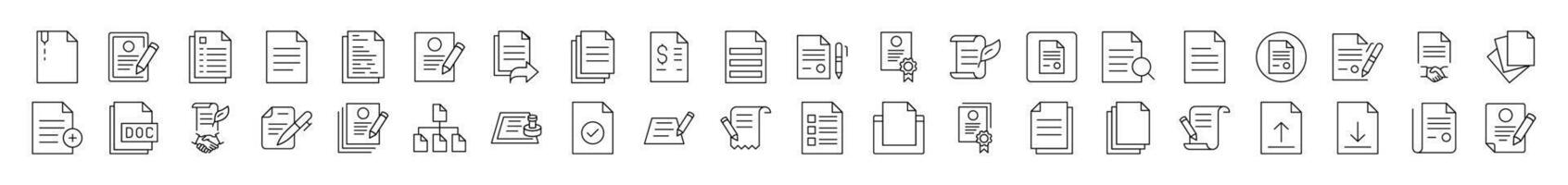 Document, Contract, Presentation Simple Icon Collection. Editable Stroke. Perfect for Infographics, Articles, Books, Flyers, Banners vector