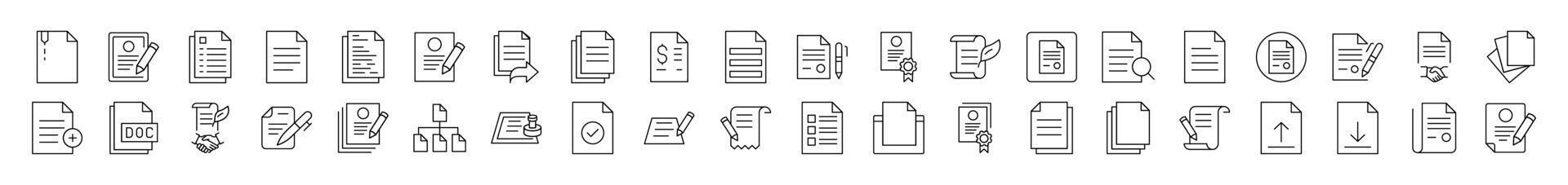 Document, Contract, Presentation Simple Icon Collection. Editable Stroke. Perfect for Infographics, Articles, Books, Flyers, Banners