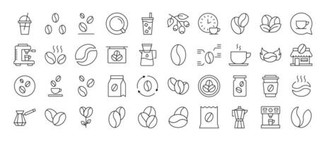 Coffee Line Icon Pack. Editable Stroke. Minimalistic Linear Pictogram for Design of Cards, Apps, Banners, Posts vector