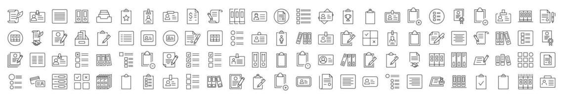 Set of Paper Job Related Line Icons. Editable Stroke for Design, Web Sites, Apps, Cards. Contains Linear Images of Documents, Office, Work vector