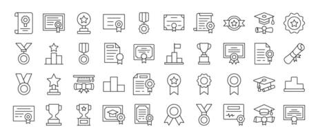 Simple Linear Icon of Award and Diploma. Editable Stroke. Minimalistic Linear Pictogram for Design of Cards, Apps, Banners, Posts vector