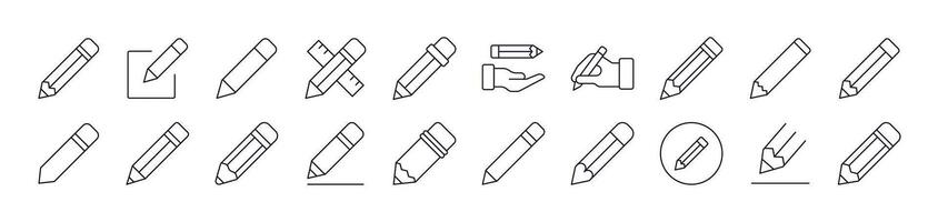 Pen Line Icon Set. Editable Stroke. Minimalistic Linear Pictogram for Design of Cards, Apps, Banners, Posts vector