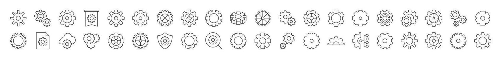 Pack of Mechanism and Settings Related Line Icons. Editable Stroke for Design, Web Sites, Apps, Cards. Contains Linear Images of Gear vector