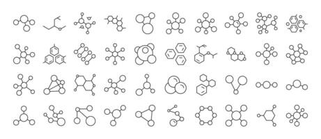 Chemistry Icon Pack. Contains Icons of Atom and Chemical Compounds that Can Be Used for Design of Cards, Posts, Apps, Web Sites vector