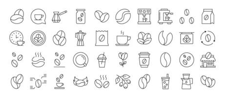 Coffee Outline Web Line Icons Collection. Editable Stroke. Minimalistic Linear Pictogram for Design of Cards, Apps, Banners, Posts vector
