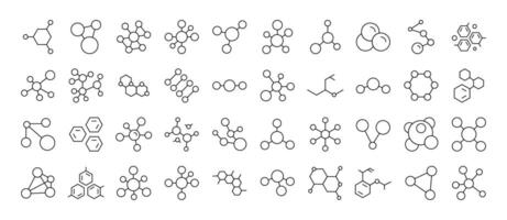 Chemistry Icon Bundle. Contains Icons of Atom and Chemical Compounds that Can Be Used for Design of Cards, Posts, Apps, Web Sites vector