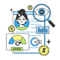 Banking industry automatization with artificial intelligence. Fintech vector