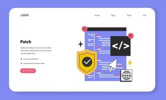 Patch software web banner or landing page. Operating system updates vector