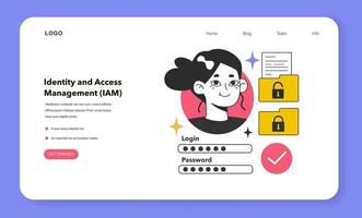 Identity and access management web banner or landing page. Secure data vector