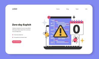 Zero-day exploit web banner or landing page. Computer-software vector