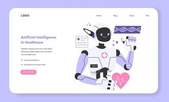 Neural network helping in a healthcare web banner or landing page. vector