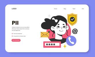 Personally identifiable information , PII web banner or landing page vector