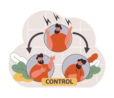 Emotional intelligence. Emotion balance and control skill. EQ development. vector