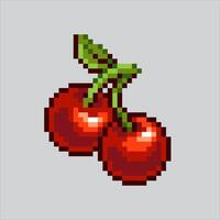 Pixel art illustration Cherry. Pixelated Cherry Fruit. Cherry Fruit pixelated for the pixel art game and icon for website and game. old school retro. vector