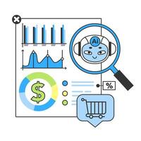 Banking industry automatization with artificial intelligence. Fintech vector
