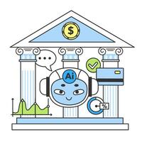 Banking industry automatization with artificial intelligence. Fintech vector
