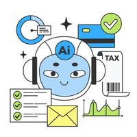 Banking industry automatization with artificial intelligence. Fintech vector