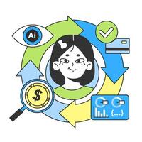 Banking industry automatization with artificial intelligence. Fintech vector