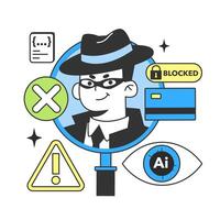 Banking industry automatization with artificial intelligence. Fintech vector