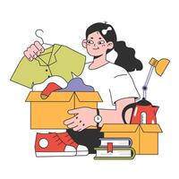 College student packing stuff and moving into dormitory or student vector