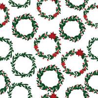 Christmas pattern with Christmas wreaths vector