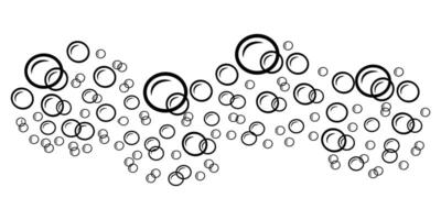 Cluster of water bubbles in linear style. Border of fizzy balloons. A doodle pattern of soap foam vector