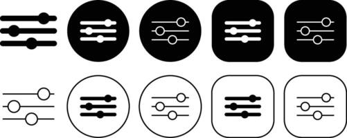 Black Three Lines with Dot Filter Solid and Outline Icon vector