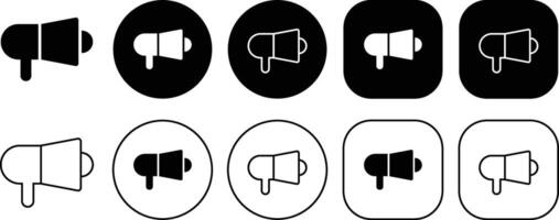 Black Rounded Megaphone Speaker Toa Solid and Outline Icon vector