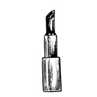 Lipstick. Black and white graphics made by hand. An isolate on a white background. An element of the design of a flyer, banner and poster, packaging and labels of cosmetology and beauty salon. vector