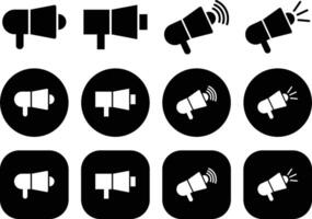Black Megaphone Speaker Toa Solid Icon Set vector
