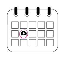 A calendar with one date marked for an important event, visually emphasizing the schedule planning process in a simple, clear design vector