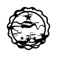 A distressed stamp design featuring stars and wavy lines in a circular shape, ideal for various creative projects vector