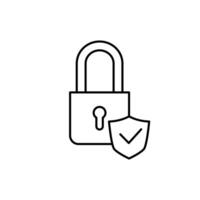 pad lock and shield thin outline icon design good for web or mobile app vector