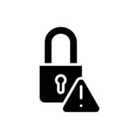 pad lock with exlamation mark solid icon design good for web or mobile app vector