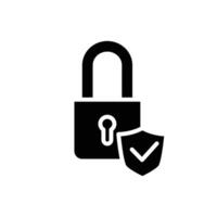 pad lock and shield solid icon design good for web or mobile app vector