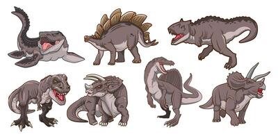 dinosaur illustration design set vector
