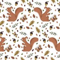 Captivating Squirrel Pattern with Nature Elements, perfect for your Fall Decor and aesthetics vector