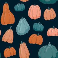 Seamless pattern of colorful pumpkins. illustration in a flat style. vector