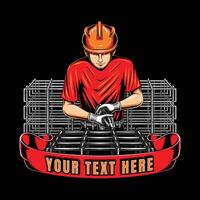 illustration of workers making building frames vector