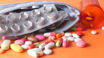 Pills and pills in a pill bottle video