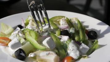 A plate of salad with a fork video